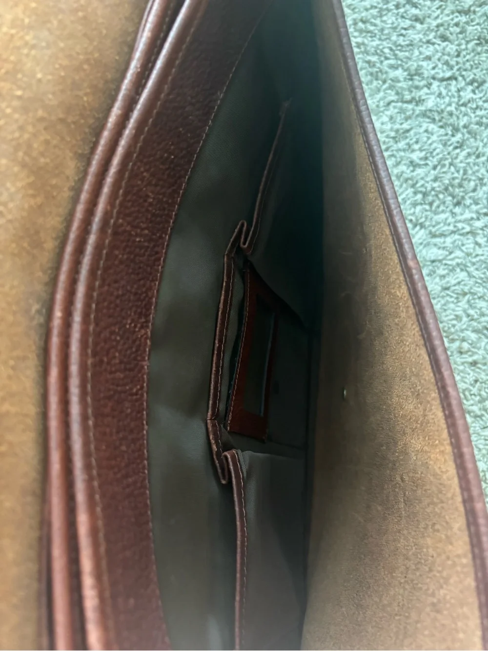 Vintage Orvis Deep Chestnut Pebbled bullhide Leather Briefcase